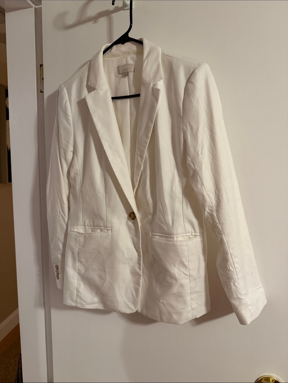 Cotton linen size 2 great condition washable White Single-Button Blazer